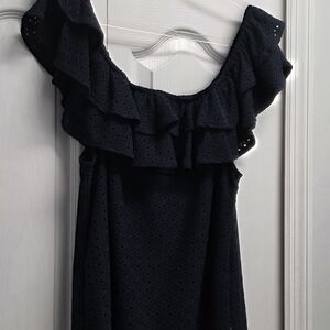 Tommy Hilfiger Blue Off Sholdee Knit Top